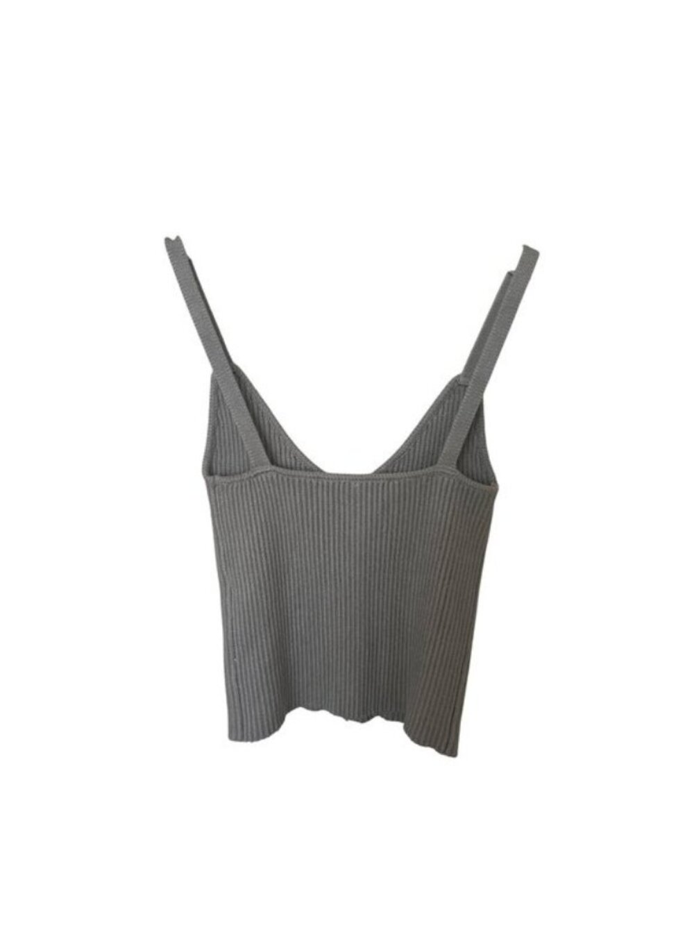 Zara Gray Ribbed Knit Crop Top - Picture 5 of 8